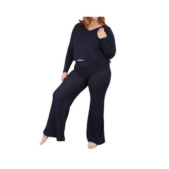 NEW UNDERSUMMERS soft and cozy waffle lounge set in navy - Picture 2 of 5